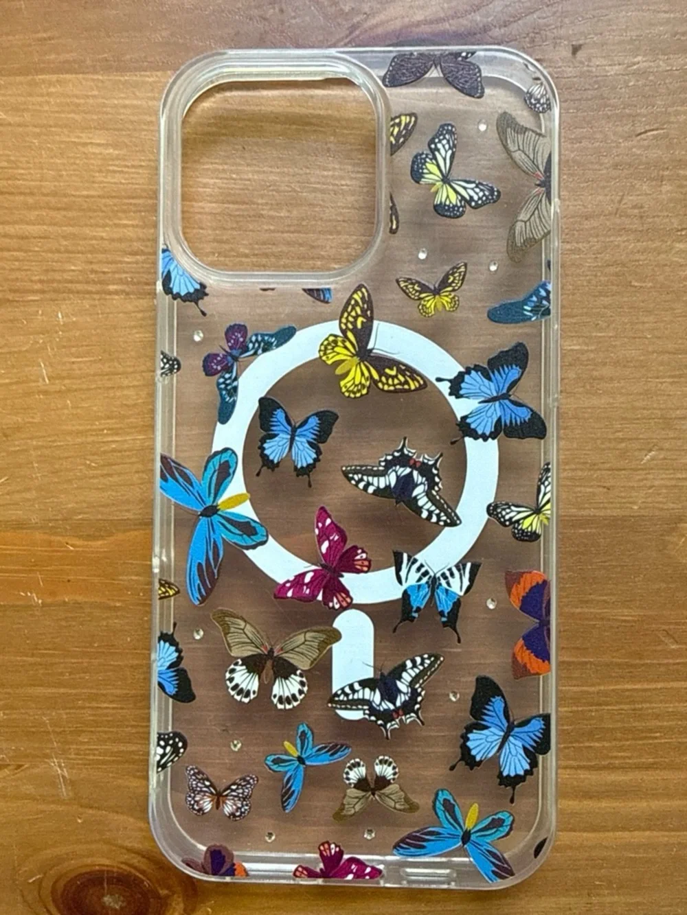 Clear Butterfly Print Phone Case - Multicolor